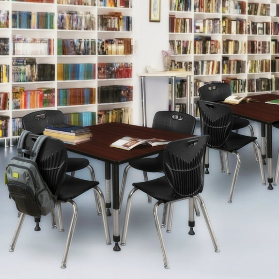 Regency Kee 48" Square Height Adjust Table,Mahog TB4848MHAPBK40BK