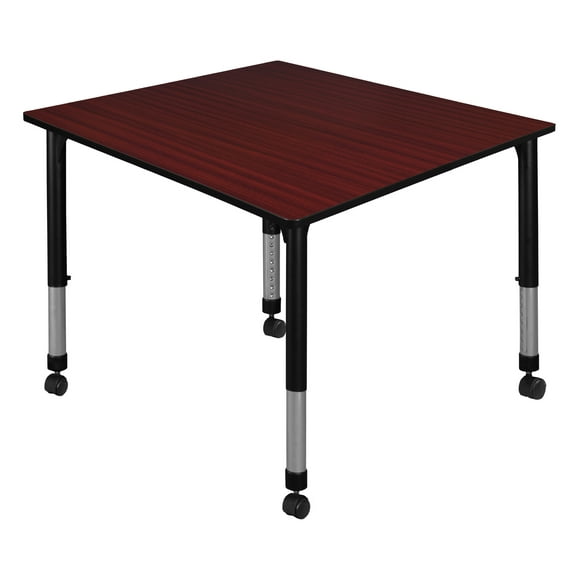 Regency Kee 48 in. Square Height Adjustable Mobile Classroom Activity Table- Mahogany