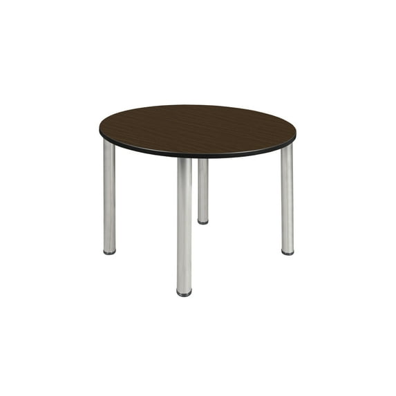 Regency Kee 48 in. Large Round Breakroom Table- Neo Walnut Top, Chrome Legs
