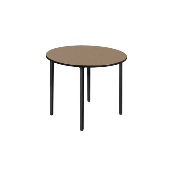 Regency Kee 48 in. Large Round Breakroom Table- Noble Oak Top, Black Folding Legs