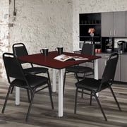Regency Kee 48 in. Large Square Breakroom Table- Mahogany Top, Chrome Legs