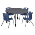 thumbnail image 1 of Regency Kee 48 in. Round Adjustable Classroom Table- Grey & 4 Andy 12 in. Stack Chairs- Blue & Grey Base, 1 of 6
