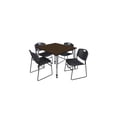 thumbnail image 1 of Regency Kee 48 in. Square Adjustable Classroom Table- Neo Walnut Top, Grey Base & 4 Black Zeng Stack Chairs, 1 of 9
