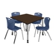 thumbnail image 1 of Regency Kee 48 in. Square Mobile Adjustable Classroom Table- Neo Walnut Top, Grey Base & 4 Andy 18 in. Blue Stack Chairs, 1 of 9