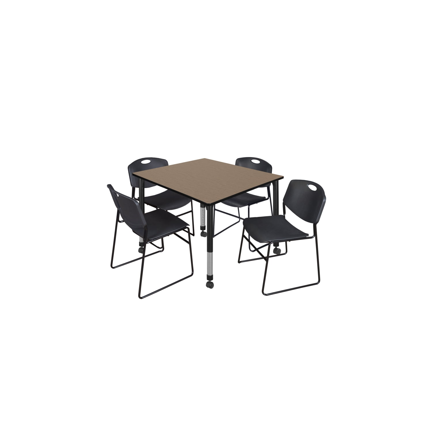 Regency Kee 48 in. Square Mobile Adjustable Classroom Table- Noble Oak ...