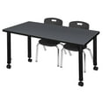 thumbnail image 1 of Regency 48x24 Mobile Adjustable Classroom Table- Grey & 2 Andy 12 Stack Chairs- Black, 1 of 8