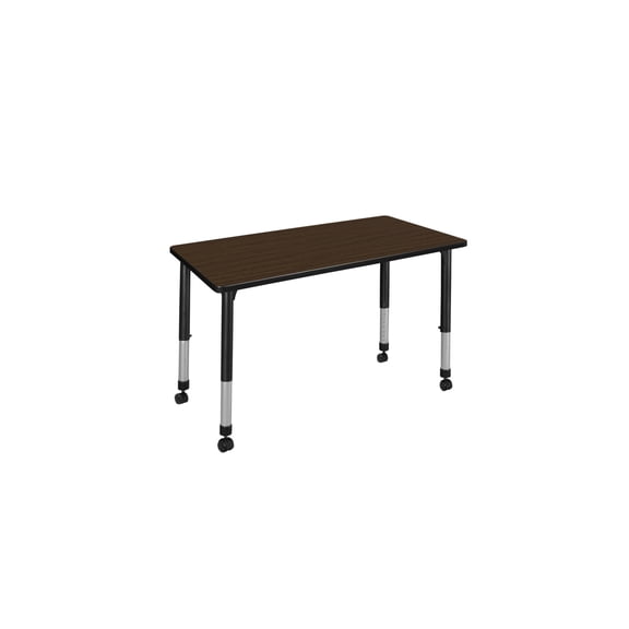 Regency Kee 48 x 24 in. Height Adjustable Mobile Classroom Activity Table- Neo Walnut Top & Black Base