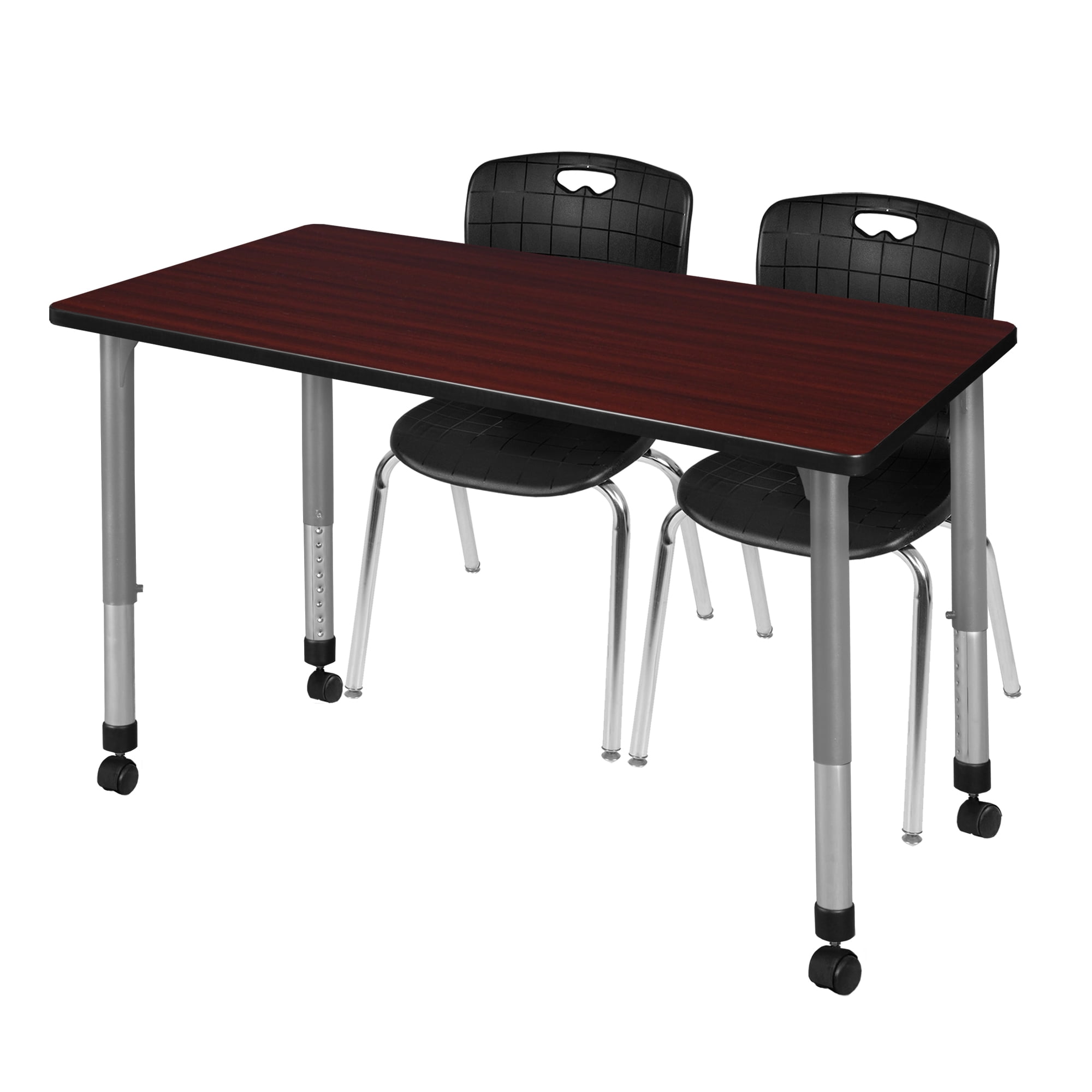 Regency Kee 48 x 24 in. Mobile Adjustable Classroom Table- Mahogany & 2 ...