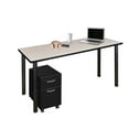 thumbnail image 1 of Regency Kee 48 x 24 in. Mobile Desk with Storage- Maple Top, Black Legs, 1 of 9