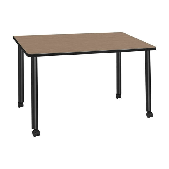 Regency Kee 48 x 24 in. Mobile Training Seminar Table- Noble Oak Top, Black Legs