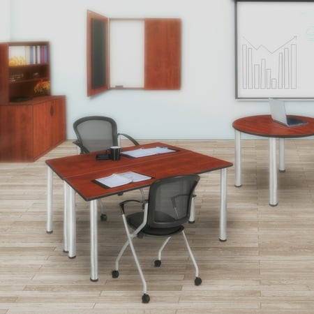 Romig Kee 48 x 24 in. Training Seminar Table- Cherry Top, Chrome Legs