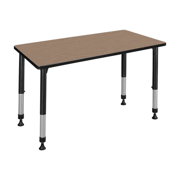 Regency Kee 48 x 30 in. Height Adjustable Classroom Activity Table- Noble Oak Top & Black Base