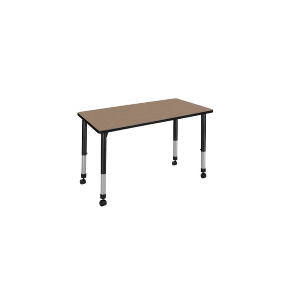Regency Kee 48 x 30 in. Height Adjustable Mobile Classroom Activity Table- Noble Oak Top & Black Base