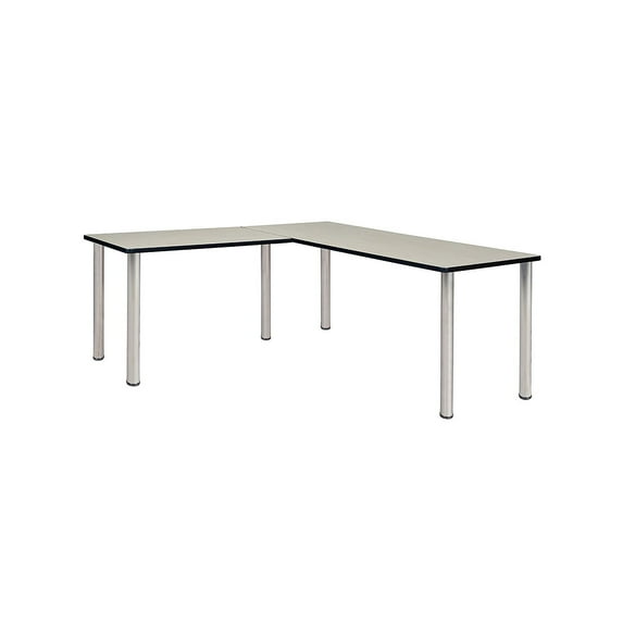 Regency Kee 60" L-Desk with 42" Return, Maple/Chrome