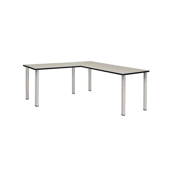 Regency Kee 60" L-Desk with 42" Return, Maple/Chrome