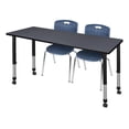 thumbnail image 1 of Regency 60x24 Mobile Adjustable Classroom Table- Grey & 2 Andy 18 Stack Chairs- Blue, 1 of 8