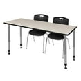 thumbnail image 1 of Regency Kee 60 x 24 in. Adjustable Classroom Table- Maple & 2 Andy 18 in. Stack Chairs- Black & Grey Base, 1 of 7