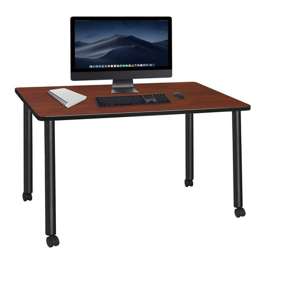Regency Kee 60 x 24 in. Mobile Desk- Cherry Top, Black Legs