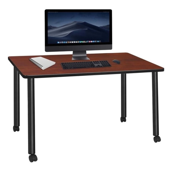 Regency Kee 60 x 24" Mobile Desk- Cherry Top/Black Legs