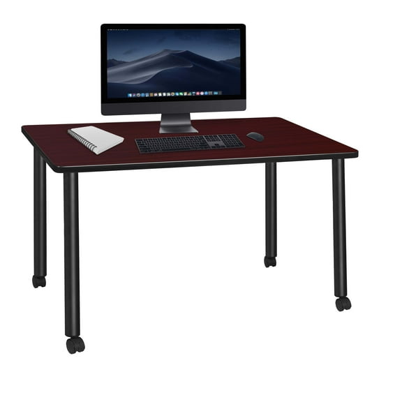 Regency Kee 60 x 24 in. Mobile Desk- Mahogany Top, Black Legs
