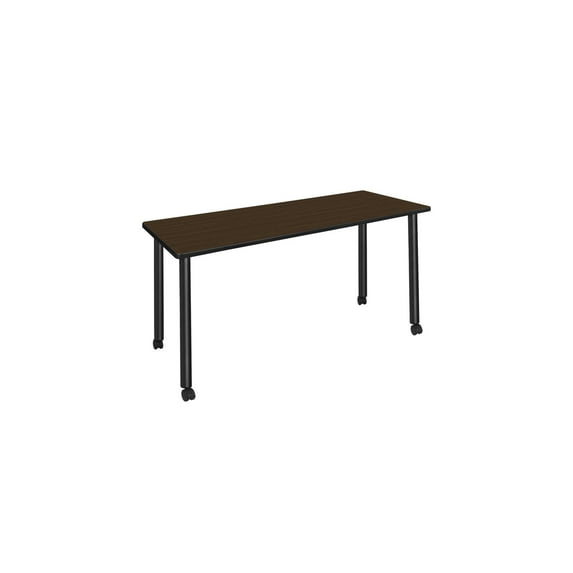 Regency Kee 60 x 24 in. Mobile Training Seminar Table- Neo Walnut Top, Black Legs