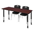 thumbnail image 1 of Regency Kee 60 x 30 in. Mobile Adjustable Classroom Table- Mahogany & 2 Andy 18 in. Stack Chairs- Black, 1 of 7