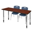 thumbnail image 1 of Regency Kee 60 x 30 in. Adjustable Classroom Table- Cherry & 2 Andy 18 in. Stack Chairs- Blue & Grey Base, 1 of 7
