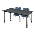 thumbnail image 1 of Regency Kee 60 x 30 in. Adjustable Classroom Table- Grey & 2 Andy 12 in. Stack Chairs- Blue & Grey Base, 1 of 7