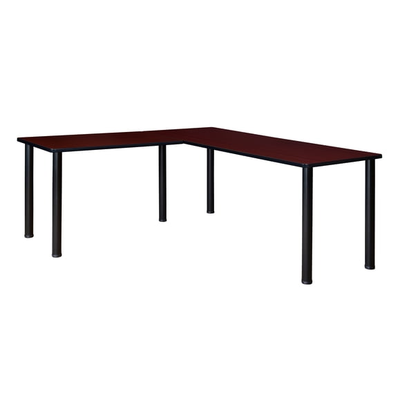 Regency Kee 60 x 66 in. Corner L Shaped Desk- Mahogany Top, Black Legs