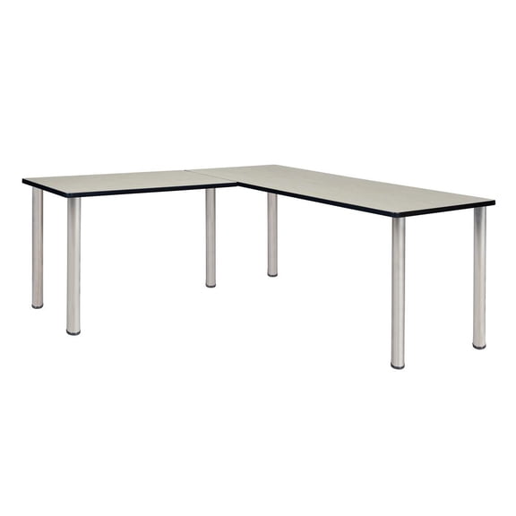 Regency Kee 66" L-Desk with 42" Return, Maple/Chrome