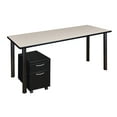 thumbnail image 1 of Regency Kee 66 x 24 in. Office Desk Table with Mobile Pedestal Drawer- Maple Top, Black Legs, 1 of 6