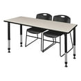 thumbnail image 1 of Regency Kee 66 x 24 in. Adjustable Classroom Table- Maple & 2 Zeng Stack Chairs- Black, 1 of 7
