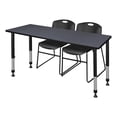 thumbnail image 1 of Regency Kee 66" x 30" Height Adjustable Classroom Table - Grey & 2 Zeng Stack Chairs- Black, 1 of 7