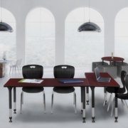 Regency Kee 66" x 30" Height Adjustable Classroom Table - Mahogany & 2 Andy 18-in Stack Chairs- Black