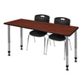 thumbnail image 1 of Regency Kee 66 x 30 in. Adjustable Classroom Table- Cherry & 2 Andy 18 in. Stack Chairs- Black & Grey Base, 1 of 7