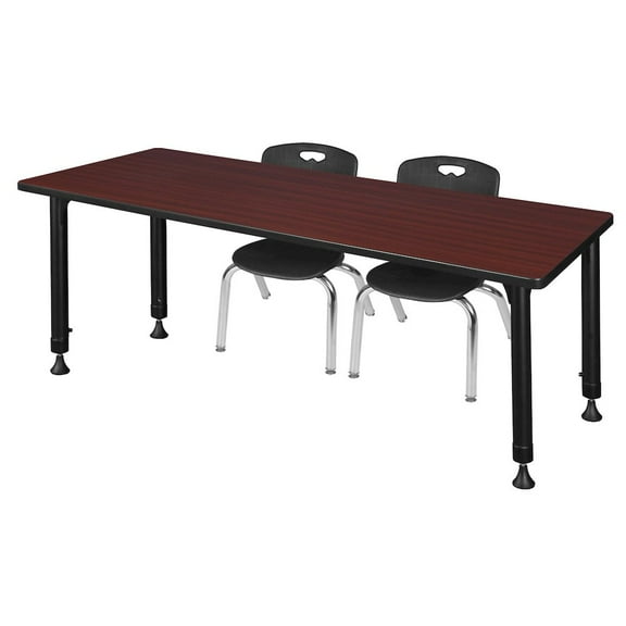 Regency 66x30 Adjustable Classroom Table- Mahogany & 2 Andy 12 Stack Chairs- Black