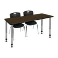 thumbnail image 1 of Regency Kee 72 x 24 in. Mobile Adjustable Classroom Table- Neo Walnut Top, Grey Base & 2 Andy 18 in. Mobile Black Stack Chairs, 1 of 8