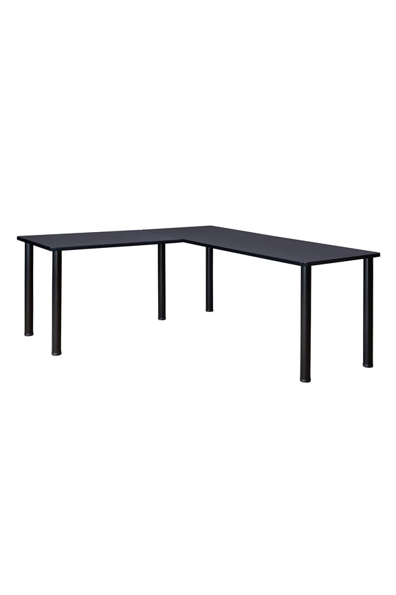 Regency Kee 72" L-Desk with 42" Return Grey/Black (ML722442GYBPBK)