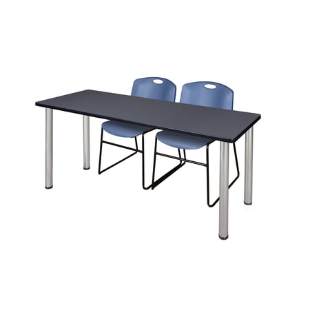Regency Kee 72" x 24" Training Table, Grey/Chrome and 2 Zeng Stack Chairs, Multiple Colors price history and forecast - Regency MT7224GYBPCM44BE