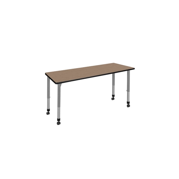 Regency Kee 72 x 24 in. Height Adjustable Mobile Classroom Activity Table- Noble Oak Top & Grey Base