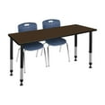 thumbnail image 1 of Regency Kee 72 x 24 in. Mobile Adjustable Classroom Table- Neo Walnut Top, Black Base & 2 Andy 18 in. Mobile Blue Stack Chairs, 1 of 9