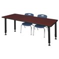 thumbnail image 1 of Regency Kee 72in. Adjustable Table-Brown & 2 Andy 12-in Chairs-Blue, 1 of 7