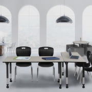 Regency Kee 72" x 30" Height Adjustable Mobile Classroom Table - Maple & 2 Andy 18-in Stack Chairs- Black