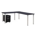 thumbnail image 1 of Regency Kee 72 x 66 in. Corner L Shaped Desk with Pedestal Drawer- Grey Top, Chrome Legs, 1 of 5