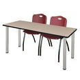 thumbnail image 1 of Regency 66" x 24" Training Table- Beige/ Chrome & 2 Stack Chairs- Burgundy, 1 of 2