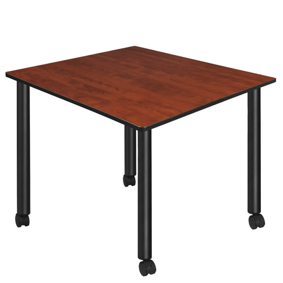Regency Kee Large 48 in. Square Breakroom Table- Cherry Top, Black Mobile Legs