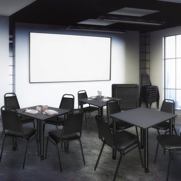 Regency Kee Large 48 in. Square Breakroom Table- Grey Top, Black Mobile Legs