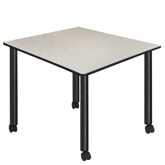 Regency Kee Large 48 in. Square Breakroom Table- Maple Top, Black Mobile Legs