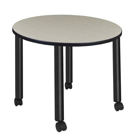 Regency Kee Medium 42 in. Round Breakroom Table- Maple Top, Black Mobile Legs