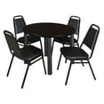 thumbnail image 1 of Regency Kee 48 in Round Breakroom Table- Mocha Walnut Top, Black Legs, 4 Restaurant Stack Chairs, 1 of 2